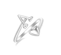 925 Sterling Silver A-Z Initial Heart Adjustable Stackable Thumb Ring | Initial Ring,A-Z Letters Rings,Stackable Finger Ring,Dainty Daily Wedding Promise Friendship Rings,with Gift Box