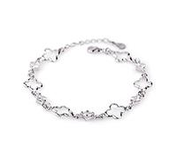 925 Sterling Silver Adjustable Bracelet Ladies Four-Leaf Clover Border Diamond Chain High Jewelry Unique Lucky Gift for Lover Wife Mother Lover Friend