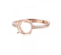 925 Sterling Silver Adjustable CZ Ring Base Blank for 10mm Round Cabochon Ring Mounting Setting DIY Jewelry Making Personalized Gift for Women(Rose Gold)