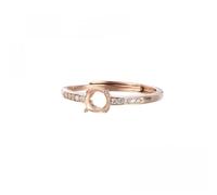 925 Sterling Silver Adjustable CZ Ring Base Blank for 5mm Round Cabochon Ring Mounting Setting DIY Jewelry Making Personalized Gift for Women(Rose Gold)