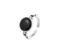 925 Sterling Silver Adjustable Ring, Black Onyx Stone, Twisted Band Design for Women Girls, Chic Gifts for Mother, Girlfriends, Sister