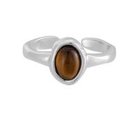 925 Sterling Silver Adjustable Ring For Women Oval Tiger Eye Stone Ring Wedding Engagement Open Band Vintage Glossy Thumb Rings For Women Men Jewelry