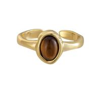 925 Sterling Silver Adjustable Ring For Women Oval Tiger Eye Stone Ring Wedding Engagement Open Band Vintage Glossy Gold Thumb Rings For Women Men Jewelry