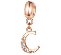 925 Sterling Silver Alphabet Charm Letter Charm Love Charm Anniversary Charm Complete A~Z Gift Options fit Pandora European Bracelets (C)
