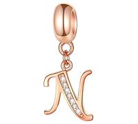925 Sterling Silver Alphabet Charm Rose Gold Letter Charm Love Charm Anniversary Charm Complete A~Z Gift Options fit Pandora European Bracelets
