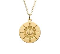 925 Sterling Silver Anchor Ship Wheel Pendant Necklace |LK_NLC_01879 | for women and men, 14k gold plated nautical compass medallion necklace, engraved maritime sailing pendant