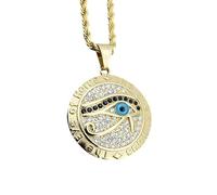 925 Sterling Silver Ancient Egypt Amulet Eye Of Necklace For Men Women, Classic All Seeing - Shiny CZ Ra Necklace, Illuminati Halloween Christmas