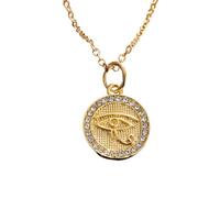 925 Sterling Silver Ancient Egypt Amulet Men Women, Classic AllASeeing A Shiny CZ Eye of Ra Illuminati Necklace for
