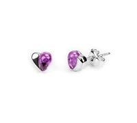 925 Sterling Silver and Amethyst Miniature Heart Stud Earrings, Heart Jewellery, Minimal Earrings, Gift for Her