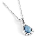 925 Sterling Silver and Owyhee Blue Opal Necklace, October Birthstone Pendant, Bridesmaid Jewellery, Every Day Necklace, Classic Teardrop Minimal Necklace