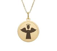 925 Sterling Silver Angel Pendant Necklace with 18 Inch |LK_NLC_02471 | cable chain 24 mm round disc 1.5 mm thick guardian angel symbol inspirational faith jewelry gift for men