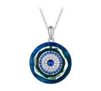 925 Sterling Silver Angel Ring Devil's Eye Pendant Necklace Neck Chain for Women Platinum Plated Jewelry
