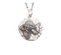 925 sterling silver angler fish fossil necklace. small ancient skeleton fish pendant. ocean marine animal. paleontologist nature charm gift| with 18 inch chain |silver plated |LKGP_03093
