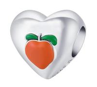 925 Sterling Silver Apple Charm Lemon Charm Orange Charm Peach Charm Cherry Charm Strawberry Charm Pineapple Charm Grapefruit Charm Avocado Charm Summer Charm For Women Charm Bracelet (Peach)
