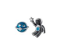 925 Sterling Silver Astronaut Star Asymmetric Earrings Creative Pendant Ladies Fashion