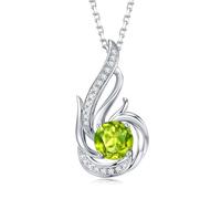 925 Sterling Silver August Birthstone Created Peridot Necklace for Women Phoenix Necklaces Birthday Anniversary Jewellery Gifts for Women Girls, Adjustable Chain