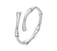 925 Sterling Silver Bamboo Bone Style Band Ring For Women Men, Classic Minimalist Open Link Cocktail Ring
