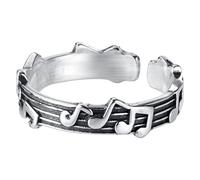 925 Sterling Silver Band for Women Girls Sheet Music Oxidized Musical Note Ring Music Lover Student Teacher Jewelry Gifts Rings Colorful (A, One Size)