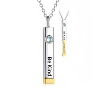 925 Sterling Silver Be Kind of A Bith/Badas Necklace - 3D Rose Gold/14K Gold/Silver Hidden Message Necklace Be Kind Of A Bich Vertical Moonstone Bar Mantra Pendant, 27*5mm, 925, Cubic Zirconia