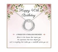 925 Sterling Silver Birthday Necklace With Interlocking Circles for Women - 20th 30th 40th 50th 60th 70th Gift for Daughter Mom