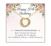 925 Sterling Silver Birthday Necklace with Interlocking Circles - Gift for Women, 20th 30th 40th 50th 60th 70th Decade Jewelry for Daughter Mom