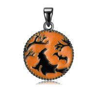 925 Sterling Silver Black Halloween Spider Web Witch Zircon Skull Pendant Necklace Jewelry Necklace Chains Accessories