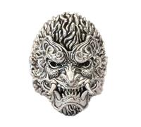 925 Sterling Silver Black Myth Wukong Monkey King Punk Ring TA482 UK Size P½~Z5 (Silver Mask, UK Z+3 (72.3mm))