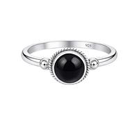 925 Sterling Silver Black Onyx Gemstone Ring Simple Elegant Everyday Handmade Jewelry R-1928AB_H