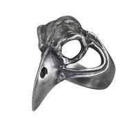 925 Sterling Silver Black Raven Skull Ring Bird Crow Skull Ring Gothic Punk Jewelry for Men Size 9-12