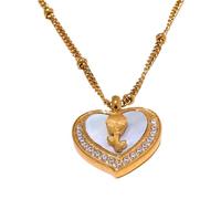 925 Sterling Silver Bling Cubic Zirconia Women, Dainty Elegant Rhinestone A Delicate Pave Reunion Heart Necklace for Valentine's Day, Birthday