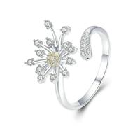 925 Sterling Silver Blooming Dandelion Love Cz Adjustable Rings For Women Wedding Engagement Jewelry