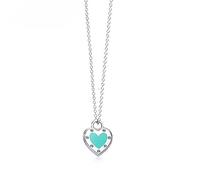 925 Sterling Silver Blue Heart Shaped Attractive Elegance Temperament Necklace World Jewelry