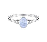 925 Sterling Silver Blue Lace Agate Marquise Shape Gemstone Ring Simple Elegant Everyday Handmade Jewelry R-1913AL_V