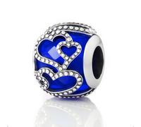 925 Sterling Silver Blue Murano Glass Heart Charm Bead - Fits Pandora Moments Bracelets, Romantic I Love You Valentines Gift for Wife Girlfriend Women