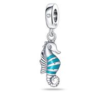 925 Sterling Silver Blue Seahorse Dangle Bead Charm For Pandora Bracelets Charms Necklace | Blue Enamel | Gift Boxed for Birthday Anniversary Christmas