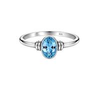 925 Sterling Silver Blue Topaz Lab Grown Marquise Shape Gemstone Ring Simple Elegant Everyday Handmade Jewelry R-1913AV_Z 1/2