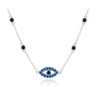 925 Sterling Silver Blue Zircon Guardian Eye Pendant Necklaces Lucky Eye Neck Chain For Women Fine Jewelry
