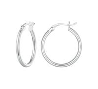 925 Sterling Silver Bold Classic Hypoallergenic Hoop Earrings, White Gold Standard Tube Earrings For Women