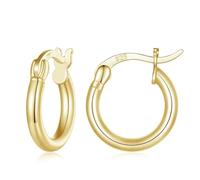 925 Sterling Silver Bold Classic Hypoallergenic Hoop Earrings, White Gold Standard Tube Earrings For Women