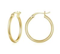 925 Sterling Silver Bold Classic Hypoallergenic Hoop Earrings, White Gold Standard Tube Earrings For Women