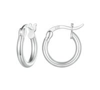 925 Sterling Silver Bold Classic Hypoallergenic Hoop Earrings, White Gold Standard Tube Earrings For Women