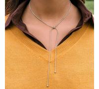 925 Sterling Silver Bow Knot Slider Snake Chain Adjustable Necklace The Colourful Aura Silver One Size