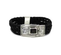 925 Sterling Silver Bracelet for Men & Women, Natural Smoky Topaz Gemstone Jewellery, Handmade Leather Bracelet, Designer Jewellery, Fashion Bracelet for Gifts & Party