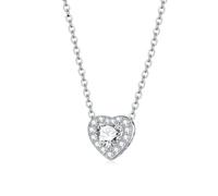 925 Sterling Silver Bright Love Necklace Chain Dazzling Shiny Heart Shape Crystal Charm Wedding Engagement Jewelry