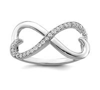 925 Sterling Silver Brilliant Embers Rhodium Plated Cubic Zirconia Love Heart Ring Size 8 Statement-Ring for Women