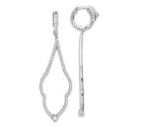 925 Sterling Silver Brilliant Embers Rhodium PlatedCZ Simulated Diamond Hinged Hoop Long Drop Dangle Earrings-Hoop Earring for Women