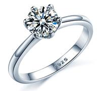 925 Sterling Silver Brilliant Round Cut Crystals Solitaire Promise Forever Eternity Engagement Wedding Rings for women (T)