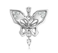 925 Sterling Silver Butterfly Blue Zircon Flower Heart Skeleton Necklace Chain For Women Fine Jewelry Wedding