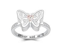 925 Sterling Silver Butterfly Dragonfly Cremation Urn Ring for Ashes Celtic Knot Keepsake Memorial Locket Urns Rings for Women, Metal, Cubic Zirconia