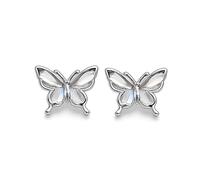 925 Sterling Silver Butterfly Flat Back Earrings for Women, Minimalist Studs with Crystal Wings, Birthday Gifts for Her, Jewelry Gift Box Included